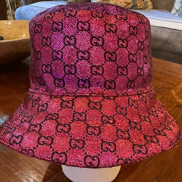 NWT GUCCI 'Love Parade' Lamé Jacquard Reversible Bucket Hat w/Tags - Picture 5 of 9